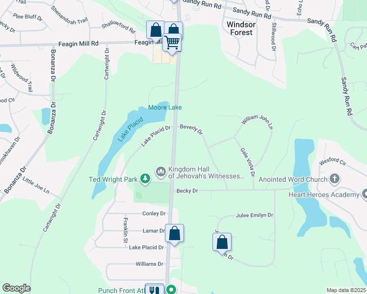 map of restaurants, bars, coffee shops, grocery stores, and more near 2810 Moody Road in Bonaire