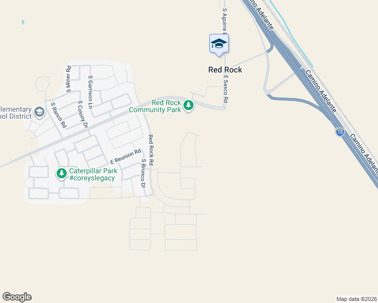 map of restaurants, bars, coffee shops, grocery stores, and more near 22118 East Stratus Street in Red Rock