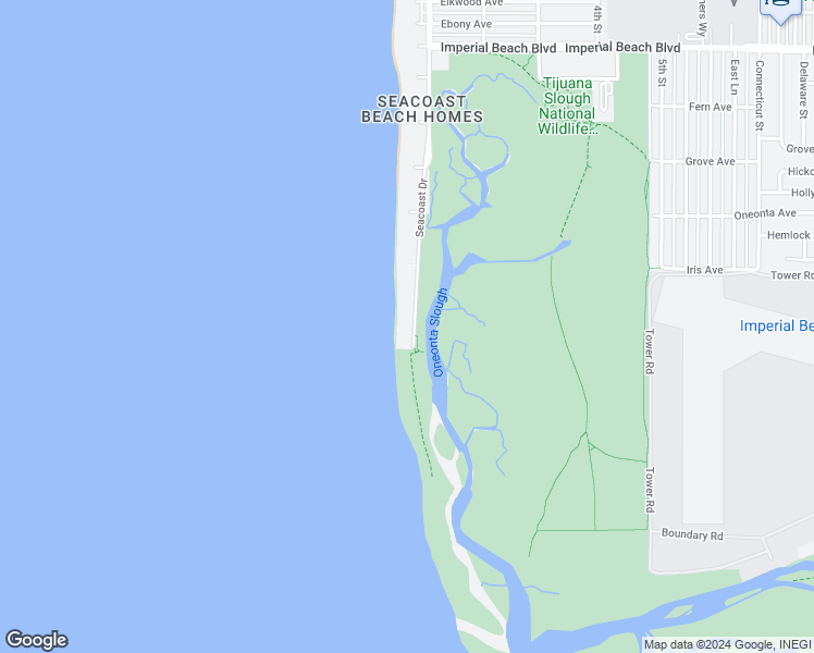 map of restaurants, bars, coffee shops, grocery stores, and more near 1610 Seacoast Drive in Imperial Beach