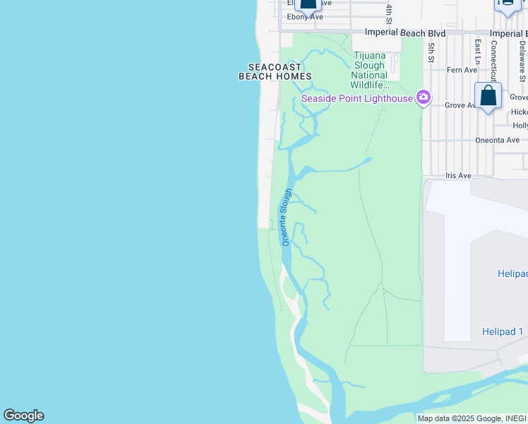 map of restaurants, bars, coffee shops, grocery stores, and more near 1590 Seacoast Drive in Imperial Beach