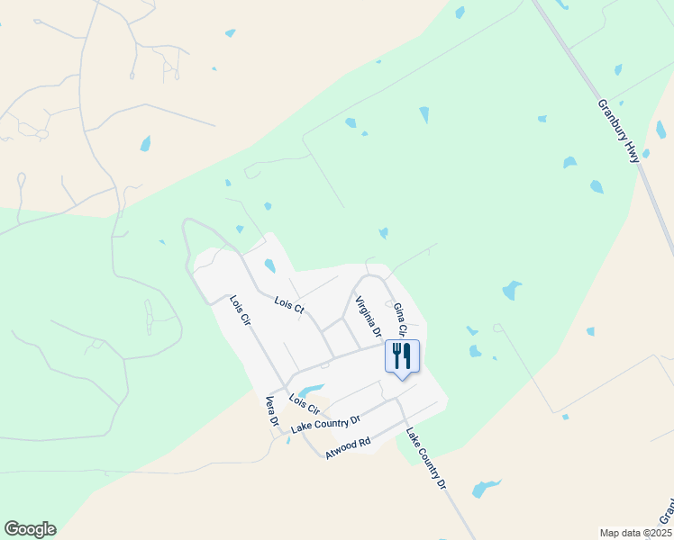 map of restaurants, bars, coffee shops, grocery stores, and more near 155 Terrill Lane in Granbury