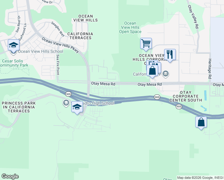 map of restaurants, bars, coffee shops, grocery stores, and more near 5485 Seacliff Place in San Diego