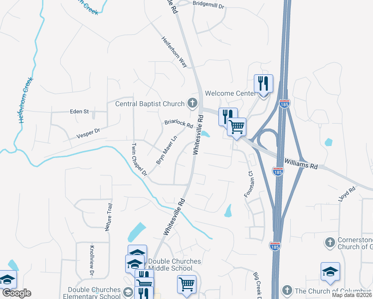 map of restaurants, bars, coffee shops, grocery stores, and more near 8219 Maudie Lane in Columbus