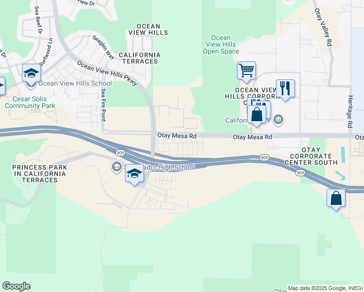 map of restaurants, bars, coffee shops, grocery stores, and more near 5465 Seacliff Place in San Diego