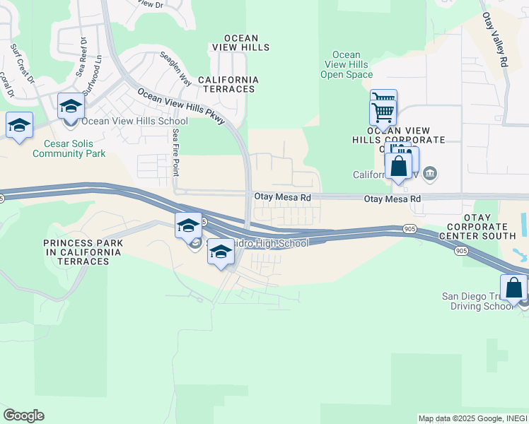 map of restaurants, bars, coffee shops, grocery stores, and more near 5305 Seacliff Place in San Diego