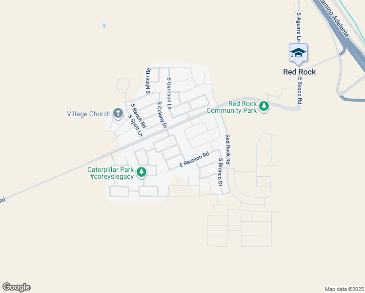 map of restaurants, bars, coffee shops, grocery stores, and more near 34270 South Garrison Lane in Red Rock