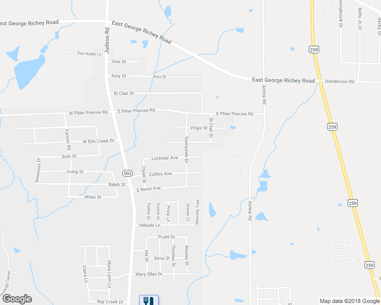 map of restaurants, bars, coffee shops, grocery stores, and more near 4510 Sunnyside Drive in Longview