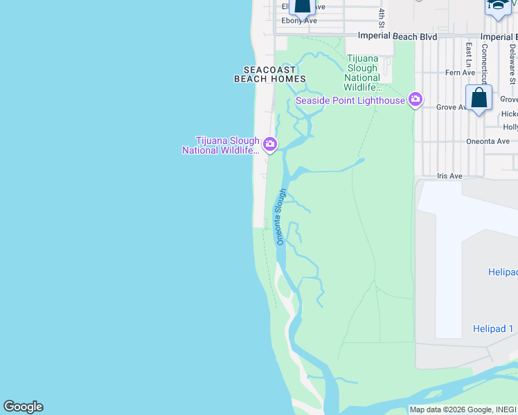 map of restaurants, bars, coffee shops, grocery stores, and more near 1590 Seacoast Drive in Imperial Beach