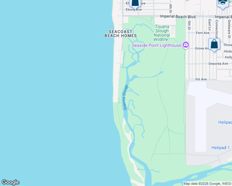 map of restaurants, bars, coffee shops, grocery stores, and more near 1590 Seacoast Drive in Imperial Beach