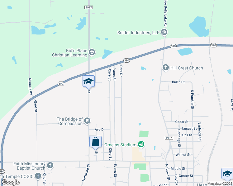map of restaurants, bars, coffee shops, grocery stores, and more near 2806 Evans Street in Marshall