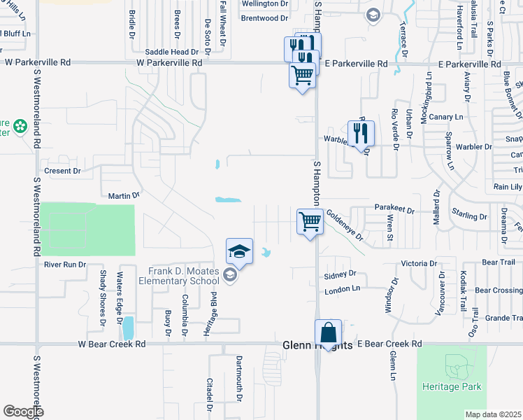 map of restaurants, bars, coffee shops, grocery stores, and more near 213 Rob Lane in DeSoto