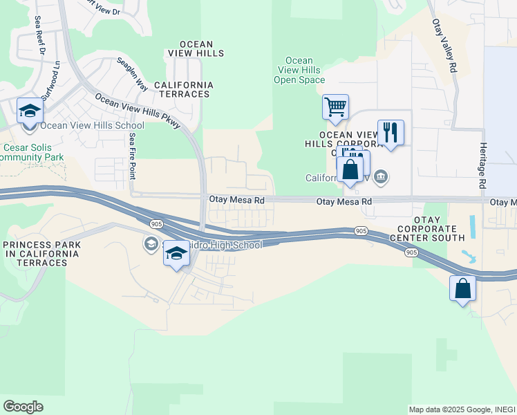 map of restaurants, bars, coffee shops, grocery stores, and more near 5484 Seacliff Place in San Diego