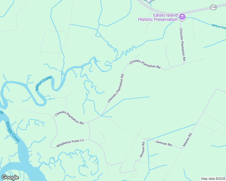 map of restaurants, bars, coffee shops, grocery stores, and more near 8448 Chisolm Plantation Road in Edisto Island