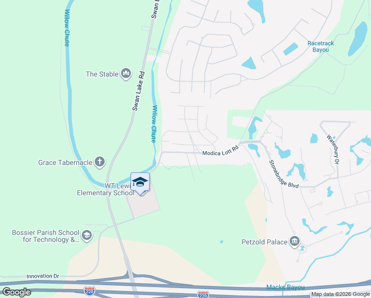 map of restaurants, bars, coffee shops, grocery stores, and more near 4720 Modica Lott Road in Bossier City