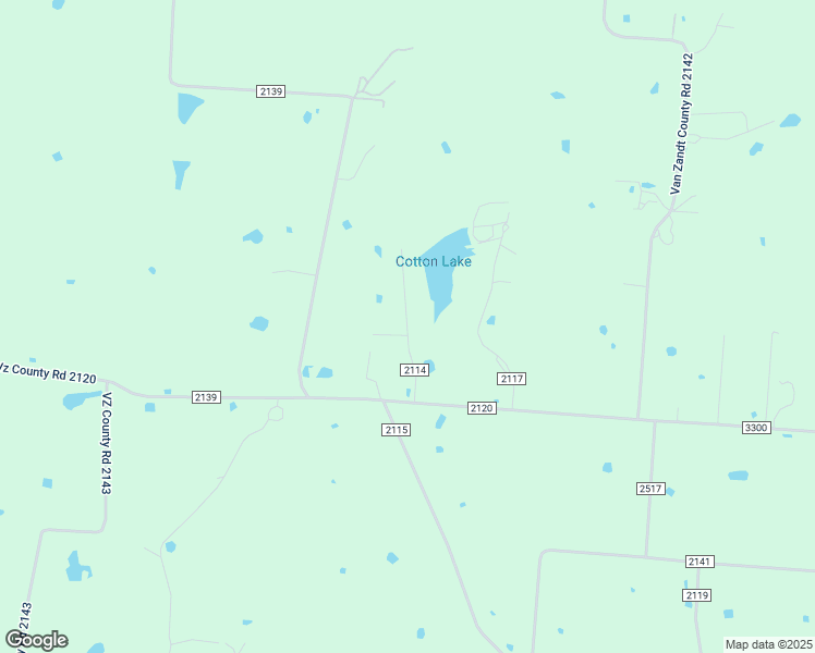 map of restaurants, bars, coffee shops, grocery stores, and more near County Road 2114 in Van Zandt County