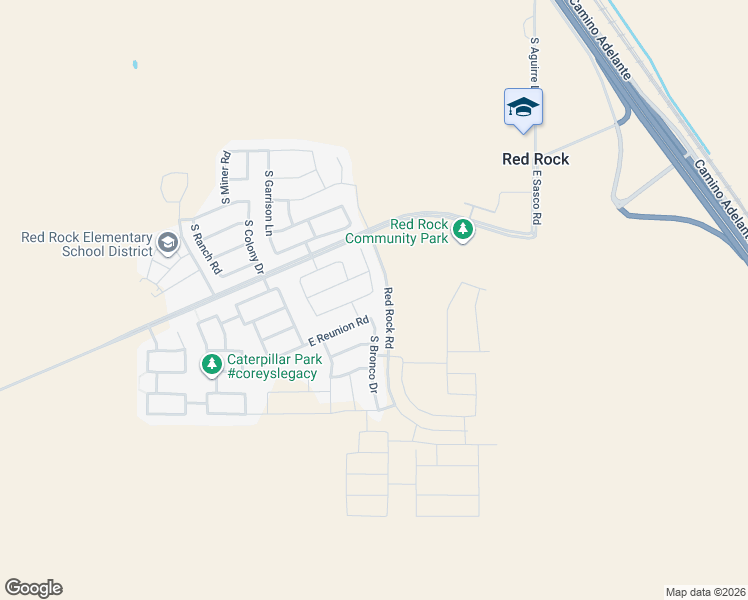 map of restaurants, bars, coffee shops, grocery stores, and more near 21703 East Founders Road in Red Rock