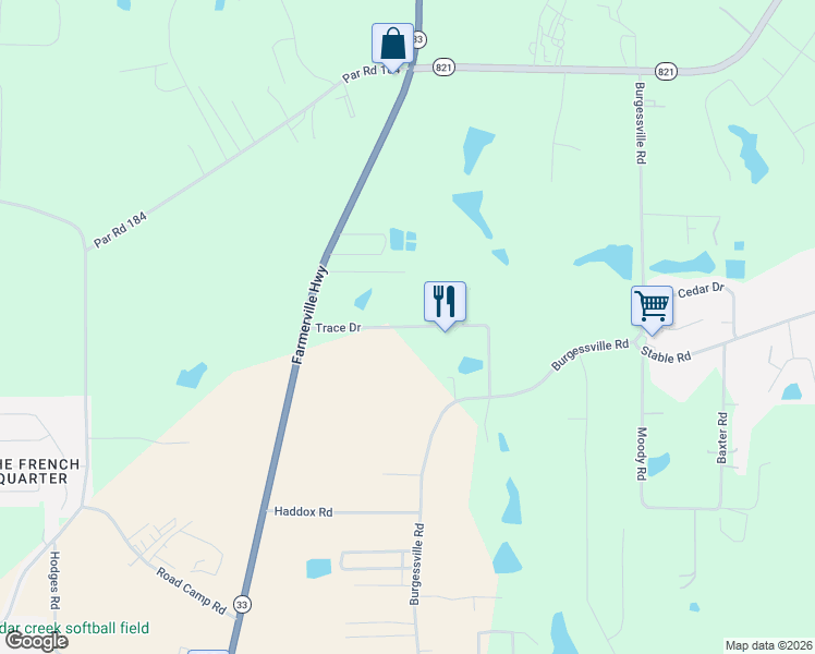 map of restaurants, bars, coffee shops, grocery stores, and more near 101-335 Trace Drive in Ruston