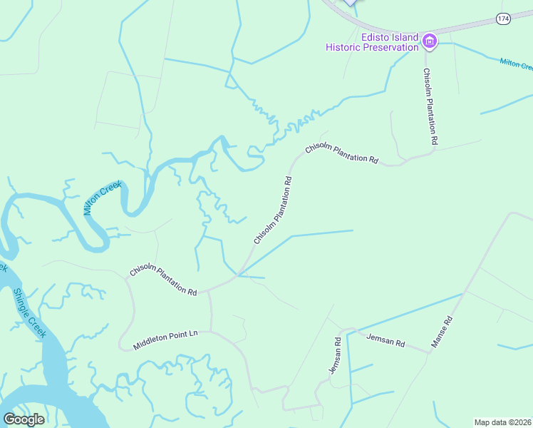 map of restaurants, bars, coffee shops, grocery stores, and more near 8448 Chisolm Plantation Road in Edisto Island