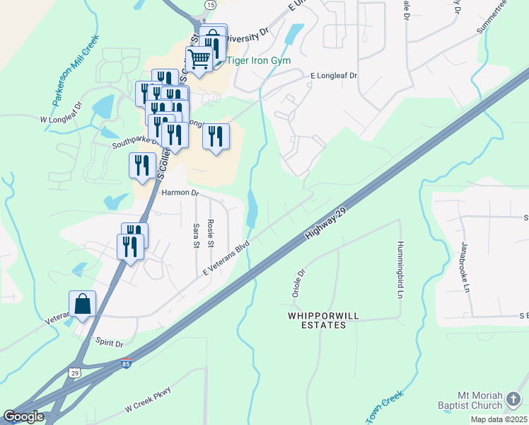 map of restaurants, bars, coffee shops, grocery stores, and more near 1958 Panda Court in Auburn