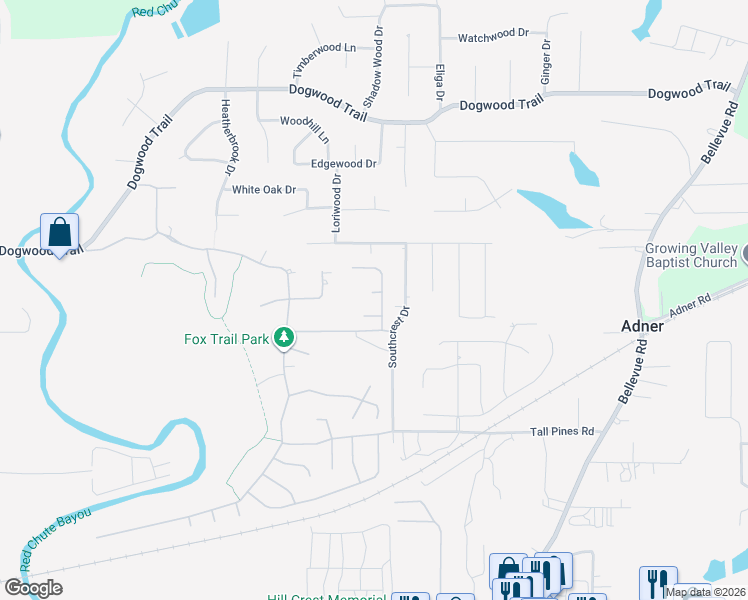 map of restaurants, bars, coffee shops, grocery stores, and more near 303 Haguewood Circle in Haughton