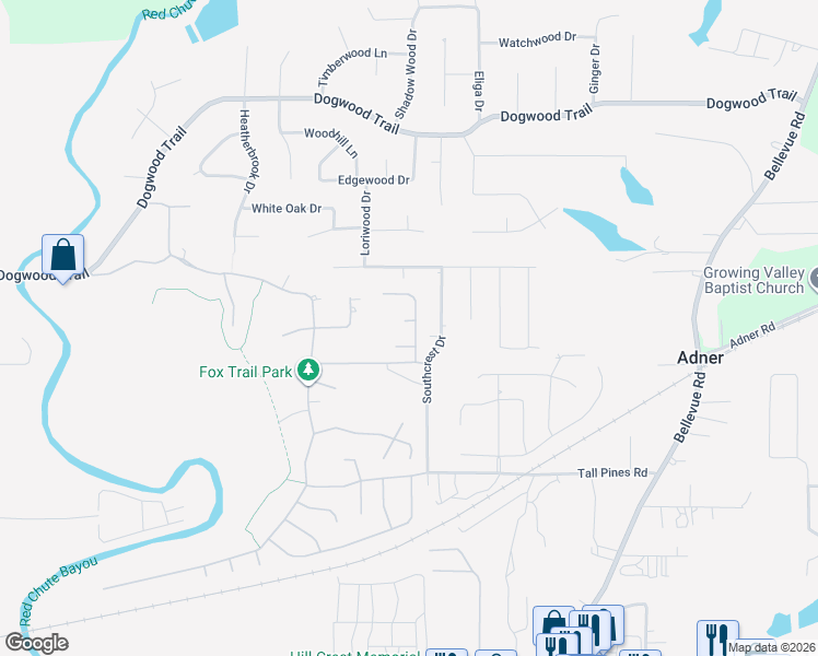 map of restaurants, bars, coffee shops, grocery stores, and more near 301 Haguewood Circle in Haughton
