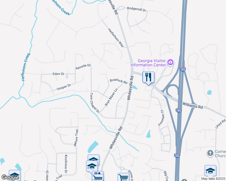 map of restaurants, bars, coffee shops, grocery stores, and more near 8225 Bryn Mawr Lane in Columbus