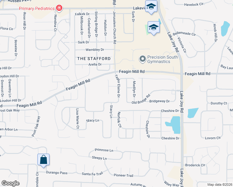 map of restaurants, bars, coffee shops, grocery stores, and more near 309 Taylor Elaine Drive in Warner Robins