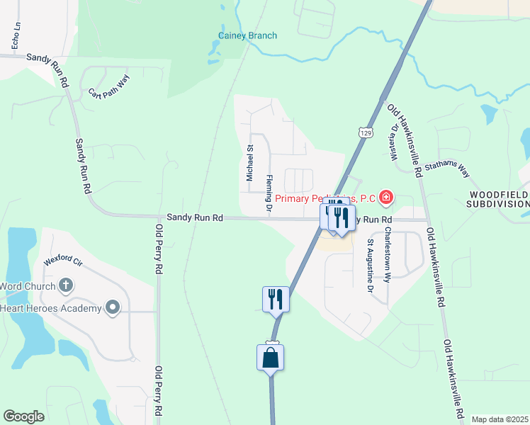 map of restaurants, bars, coffee shops, grocery stores, and more near 116 Sandy Run Road in Bonaire