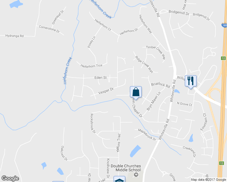 map of restaurants, bars, coffee shops, grocery stores, and more near 1112 Vesper Drive in Columbus