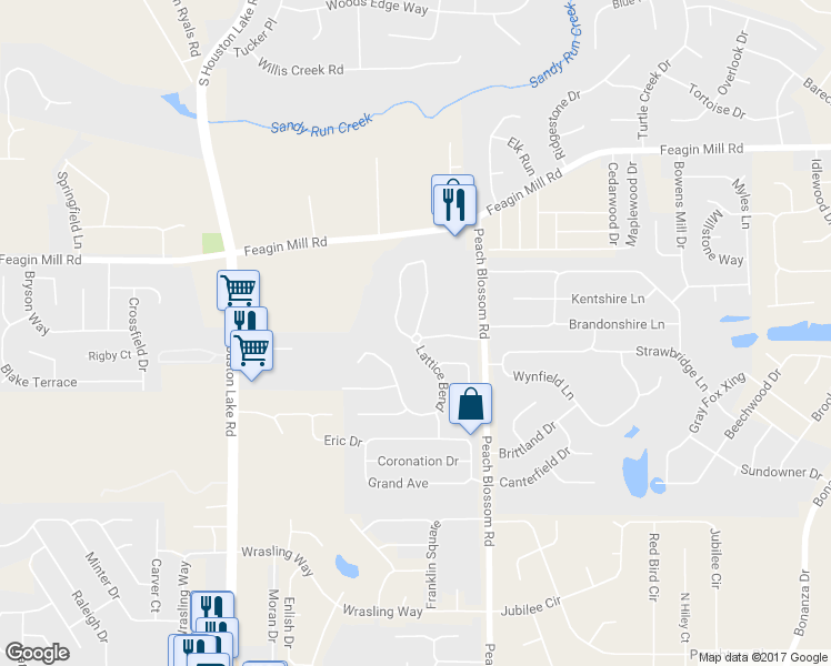 map of restaurants, bars, coffee shops, grocery stores, and more near 115 Lattice Bend in Warner Robins