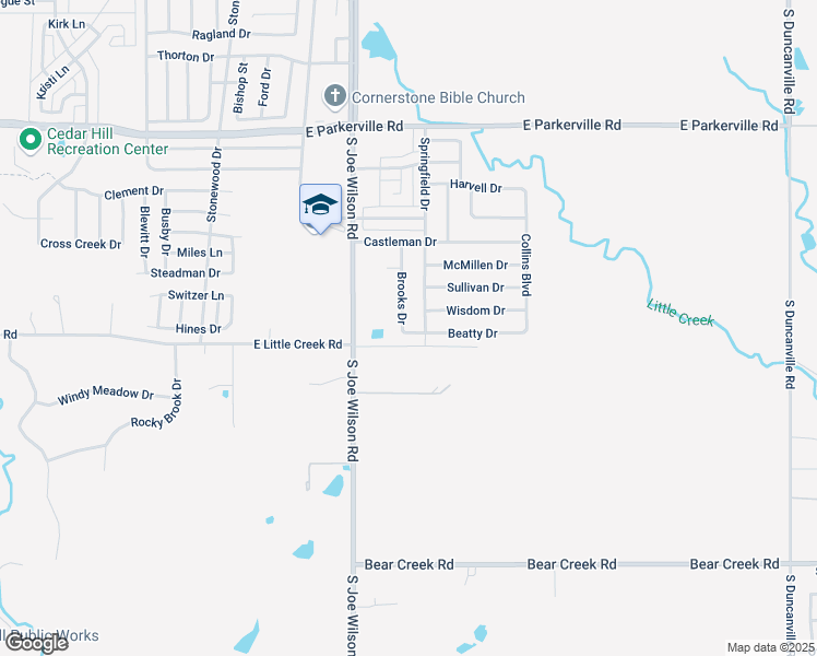 map of restaurants, bars, coffee shops, grocery stores, and more near 933 Brooks Drive in Cedar Hill