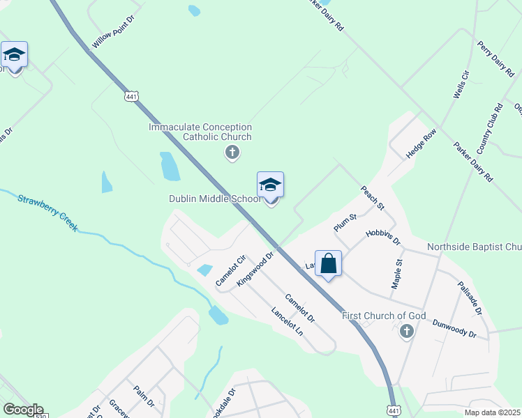 map of restaurants, bars, coffee shops, grocery stores, and more near 1501 North Jefferson Street in Dublin