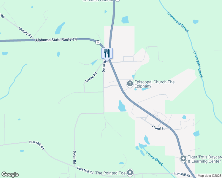 map of restaurants, bars, coffee shops, grocery stores, and more near 197 Dolan Road in Tallassee