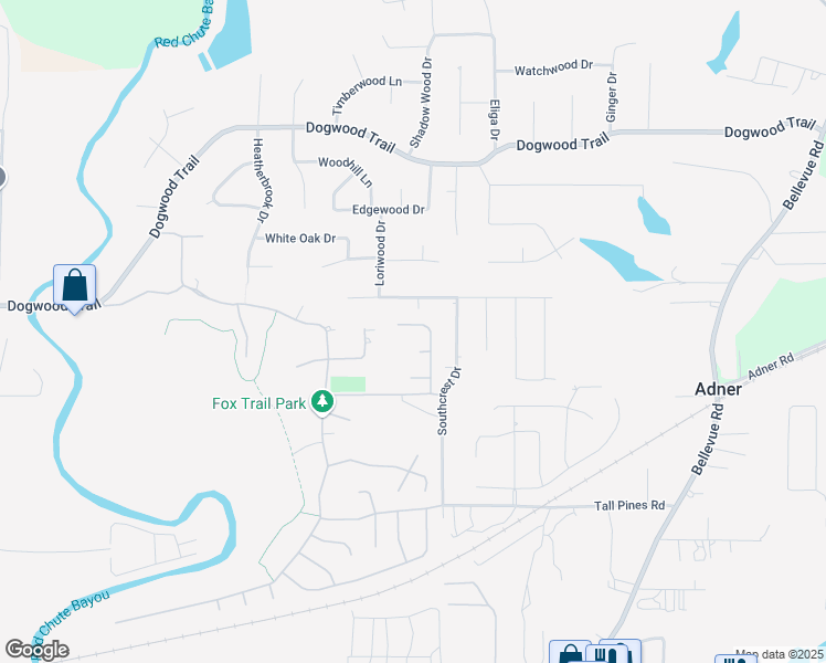 map of restaurants, bars, coffee shops, grocery stores, and more near 131 Satinwood Circle in Haughton