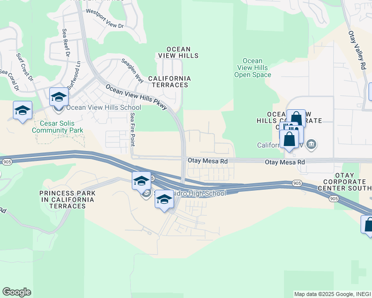 map of restaurants, bars, coffee shops, grocery stores, and more near 5540 Ocean Gate Lane in San Diego