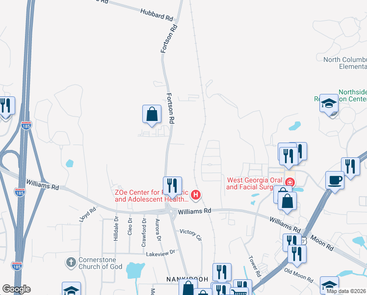 map of restaurants, bars, coffee shops, grocery stores, and more near 8228 North Crossing Court in Columbus