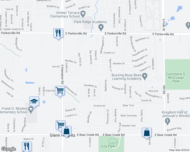 map of restaurants, bars, coffee shops, grocery stores, and more near 400 Partridge Circle in DeSoto