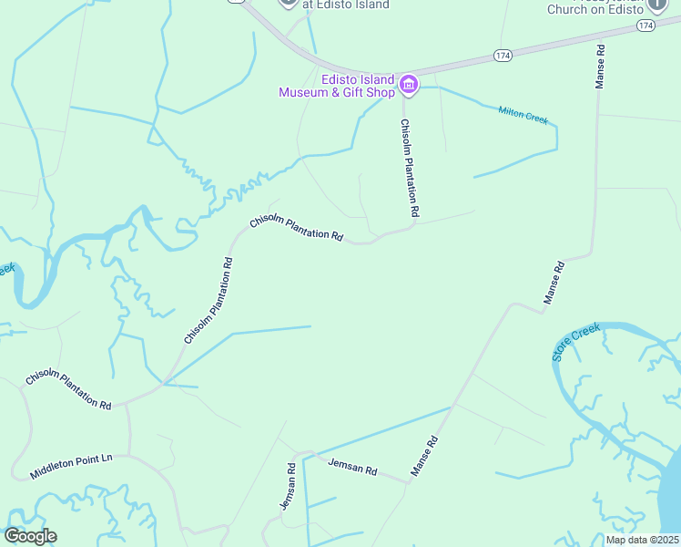 map of restaurants, bars, coffee shops, grocery stores, and more near 8247 Chisolm Plantation Road in Edisto Island