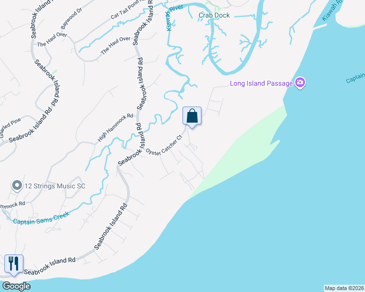 map of restaurants, bars, coffee shops, grocery stores, and more near 2213 Rolling Dune Road in Johns Island
