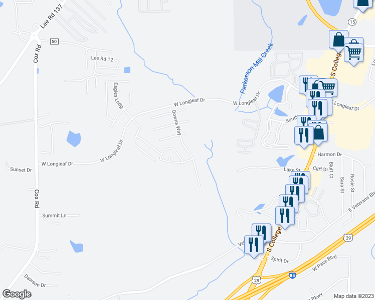 map of restaurants, bars, coffee shops, grocery stores, and more near 1978 Downs Way in Auburn