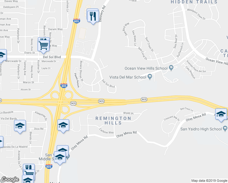 map of restaurants, bars, coffee shops, grocery stores, and more near 1257 Riviera Pointe Street in San Diego