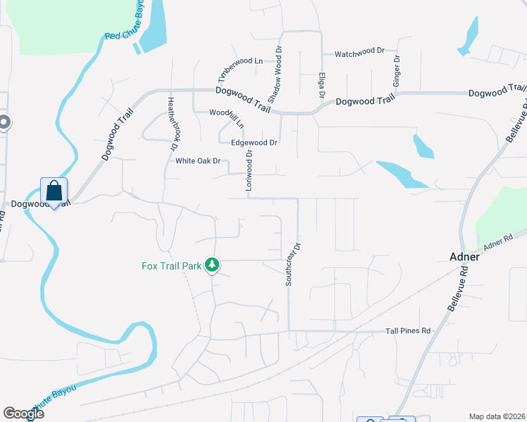 map of restaurants, bars, coffee shops, grocery stores, and more near 128 Satinwood Circle in Haughton