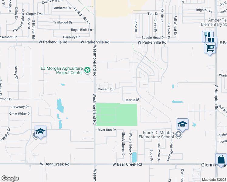 map of restaurants, bars, coffee shops, grocery stores, and more near 714 Cresent Drive in DeSoto