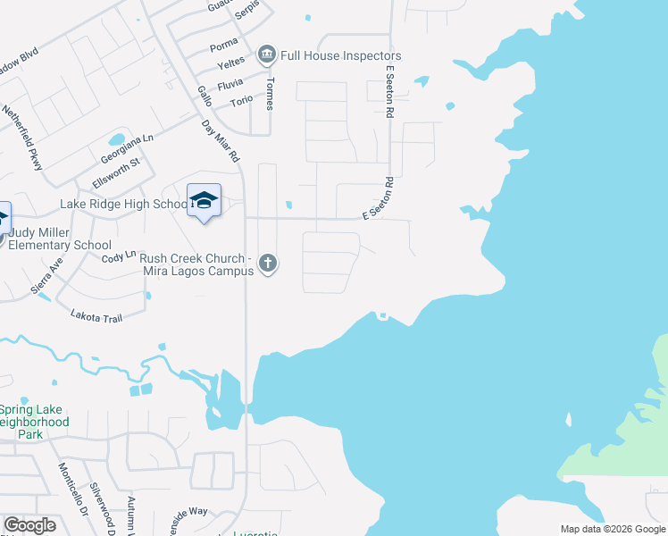 map of restaurants, bars, coffee shops, grocery stores, and more near 2940 Cool Water Terrace in Grand Prairie