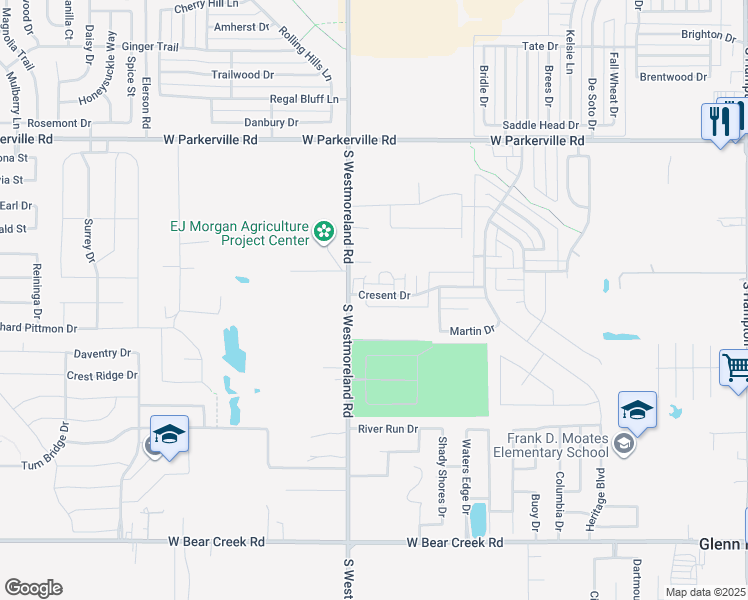 map of restaurants, bars, coffee shops, grocery stores, and more near 738 Cresent Drive in DeSoto