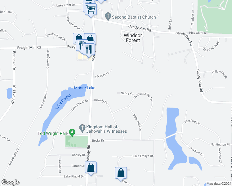 map of restaurants, bars, coffee shops, grocery stores, and more near 104 Nancy Place in Bonaire