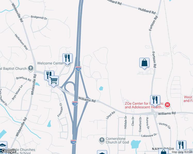 map of restaurants, bars, coffee shops, grocery stores, and more near 8500 Franciscan Woods Drive in Columbus