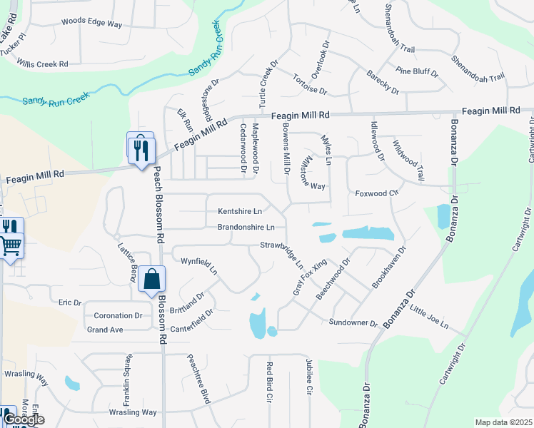 map of restaurants, bars, coffee shops, grocery stores, and more near 103 Kentshire Lane in Bonaire