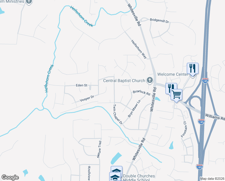 map of restaurants, bars, coffee shops, grocery stores, and more near 8307 Twin Chapel Drive in Columbus