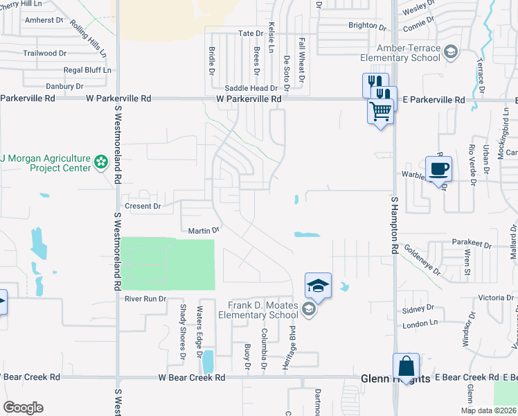 map of restaurants, bars, coffee shops, grocery stores, and more near 1216 Copper Drive in DeSoto